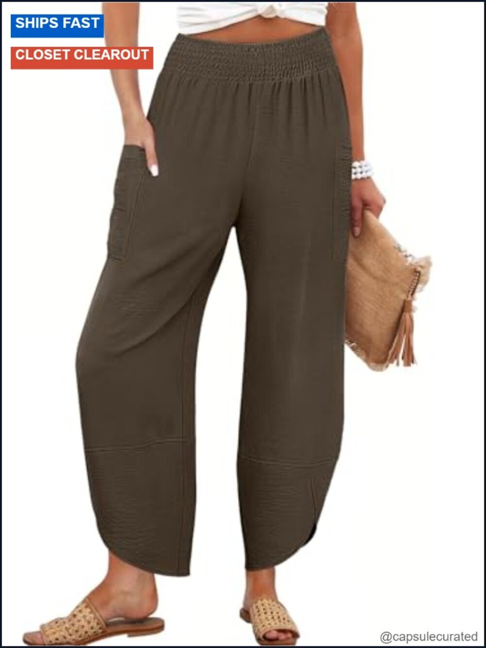 Wide Leg Palazzo Capri Pants High Waisted Loose Fit Casual Beach Work Trousers